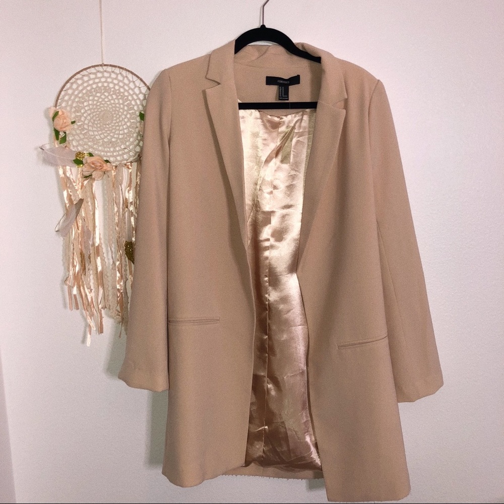 Forever 21 Peachy Nude Long Blazer